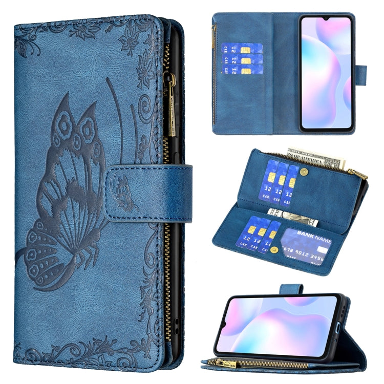 Flying Butterfly Embossing Pattern Zipper Horizontal Flip Leather Case with Holder & Card Slots & Wallet, For Xiaomi Redmi 9A, For Xiaomi Redmi 9C, For Xiaomi Redmi 9, For Xiaomi Redmi Note 10 Pro, For Xiaomi Redmi Note 9 Pro Max, For Xiaomi Redmi Note...