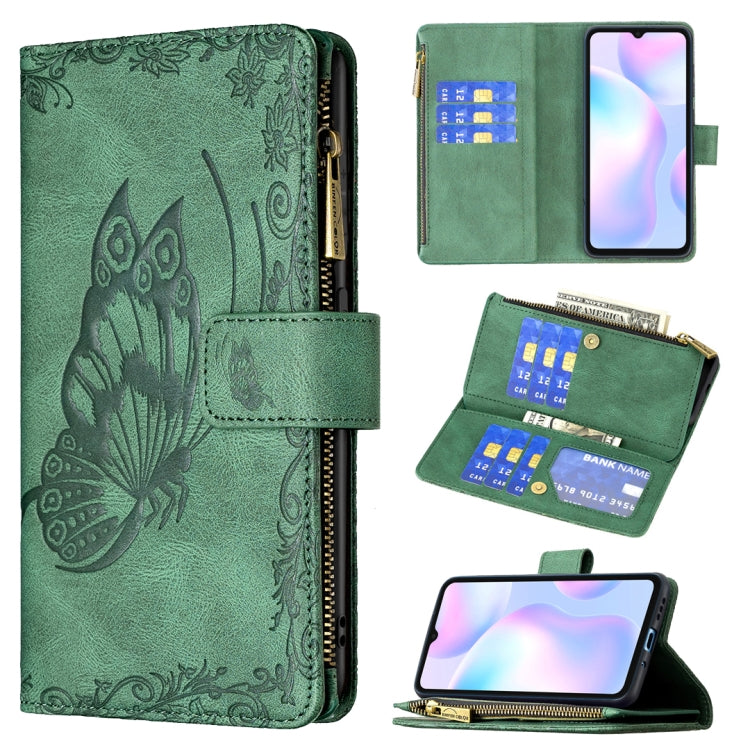 Flying Butterfly Embossing Pattern Zipper Horizontal Flip Leather Case with Holder & Card Slots & Wallet, For Xiaomi Redmi 9A, For Xiaomi Redmi 9C, For Xiaomi Redmi 9, For Xiaomi Redmi Note 10 Pro, For Xiaomi Redmi Note 9 Pro Max, For Xiaomi Redmi Note...