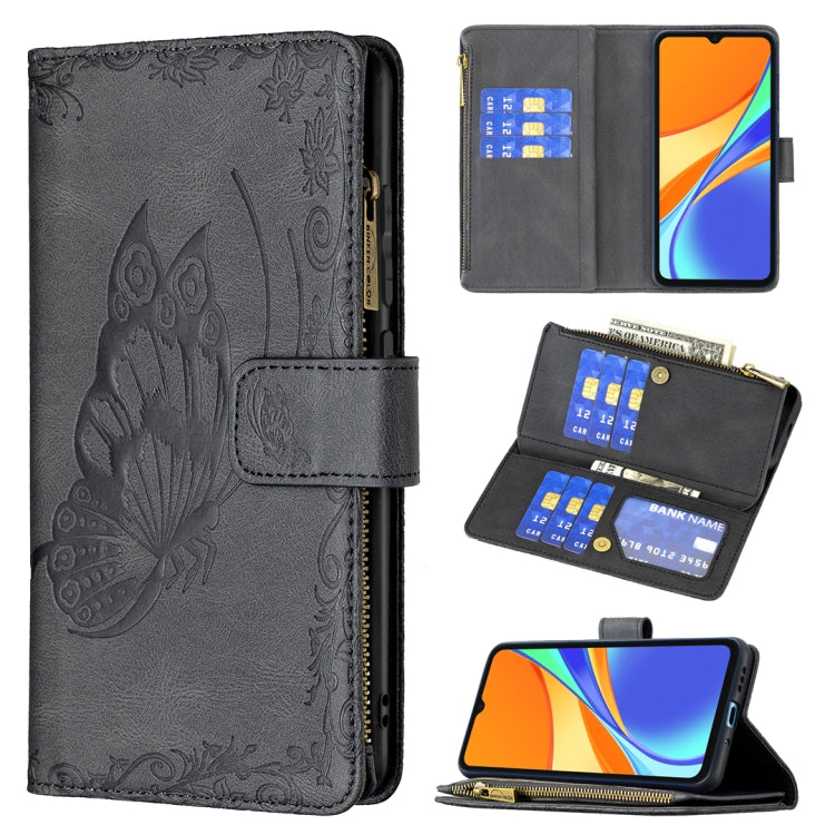 Flying Butterfly Embossing Pattern Zipper Horizontal Flip Leather Case with Holder & Card Slots & Wallet, For Xiaomi Redmi 9A, For Xiaomi Redmi 9C, For Xiaomi Redmi 9, For Xiaomi Redmi Note 10 Pro, For Xiaomi Redmi Note 9 Pro Max, For Xiaomi Redmi Note...