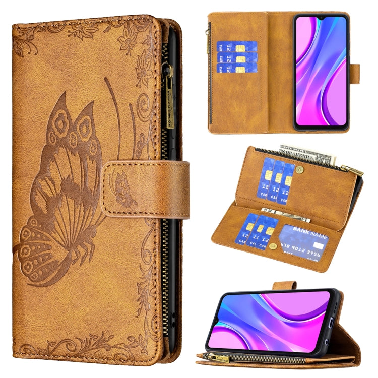 Flying Butterfly Embossing Pattern Zipper Horizontal Flip Leather Case with Holder & Card Slots & Wallet, For Xiaomi Redmi 9A, For Xiaomi Redmi 9C, For Xiaomi Redmi 9, For Xiaomi Redmi Note 10 Pro, For Xiaomi Redmi Note 9 Pro Max, For Xiaomi Redmi Note...