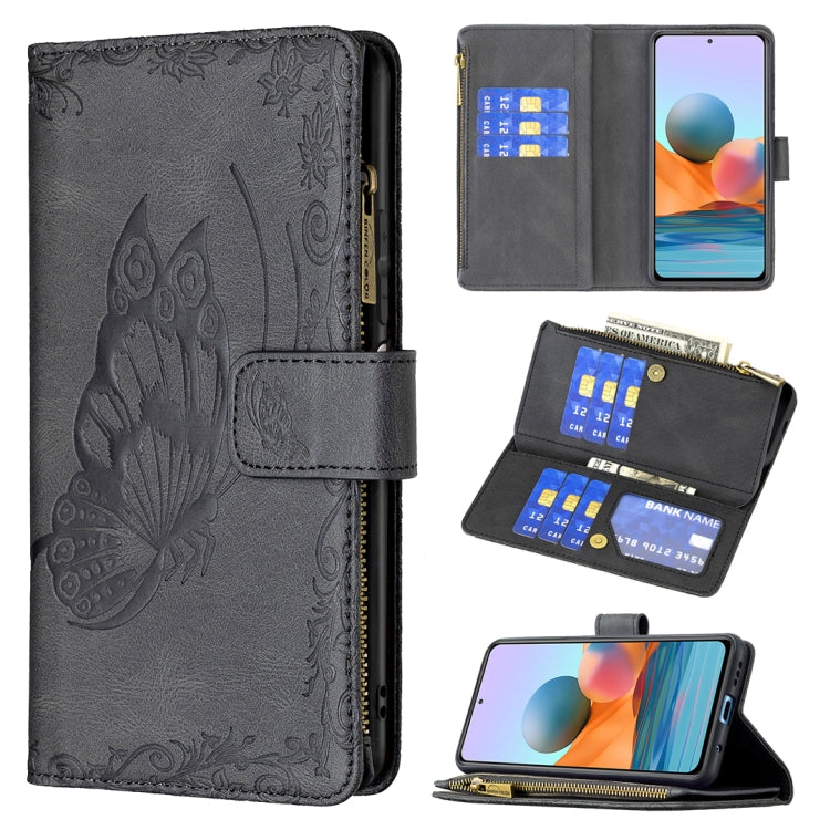 Flying Butterfly Embossing Pattern Zipper Horizontal Flip Leather Case with Holder & Card Slots & Wallet, For Xiaomi Redmi 9A, For Xiaomi Redmi 9C, For Xiaomi Redmi 9, For Xiaomi Redmi Note 10 Pro, For Xiaomi Redmi Note 9 Pro Max, For Xiaomi Redmi Note...