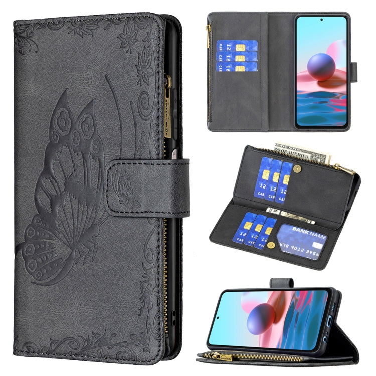 Flying Butterfly Embossing Pattern Zipper Horizontal Flip Leather Case with Holder & Card Slots & Wallet, For Xiaomi Redmi 9A, For Xiaomi Redmi 9C, For Xiaomi Redmi 9, For Xiaomi Redmi Note 10 Pro, For Xiaomi Redmi Note 9 Pro Max, For Xiaomi Redmi Note...