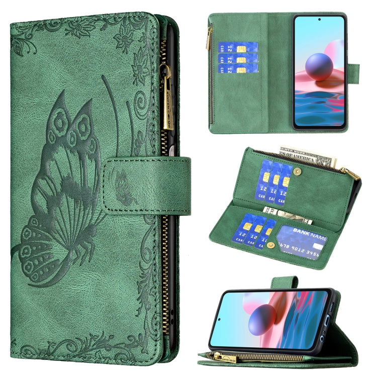 Flying Butterfly Embossing Pattern Zipper Horizontal Flip Leather Case with Holder & Card Slots & Wallet, For Xiaomi Redmi 9A, For Xiaomi Redmi 9C, For Xiaomi Redmi 9, For Xiaomi Redmi Note 10 Pro, For Xiaomi Redmi Note 9 Pro Max, For Xiaomi Redmi Note...