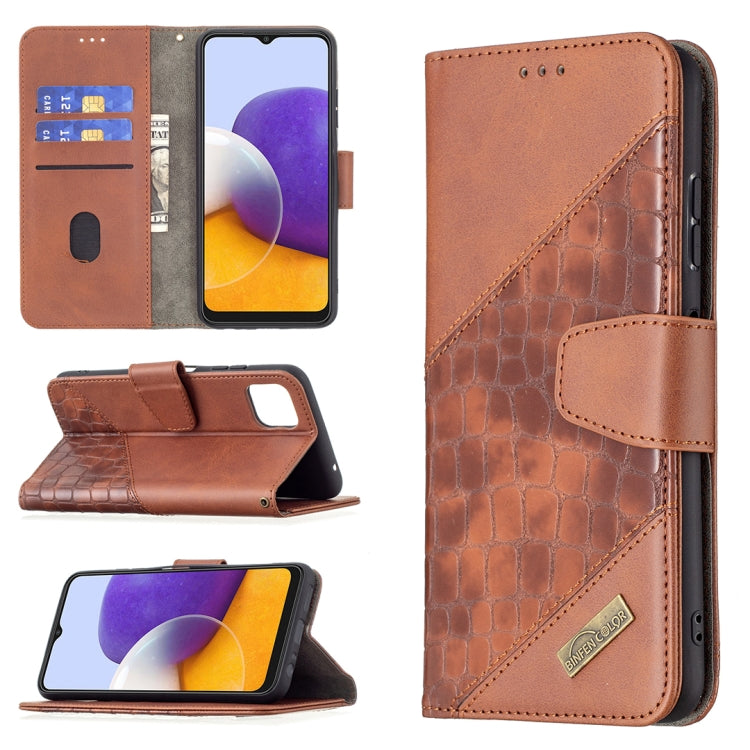 Matching Color Crocodile Texture Horizontal Flip PU Leather Case with Wallet & Holder & Card Slots, For Nokia G20, For Samsung Galaxy A22 5G
