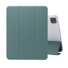 Load image into Gallery viewer, Three-folding Electric Pressed Skin Texture Horizontal Flip Shockproof Transparent TPU + PU Leather Case with Holder &amp; Pen Slot &amp; Sleep / Wake-up Function, For iPad Pro 11 (2021)