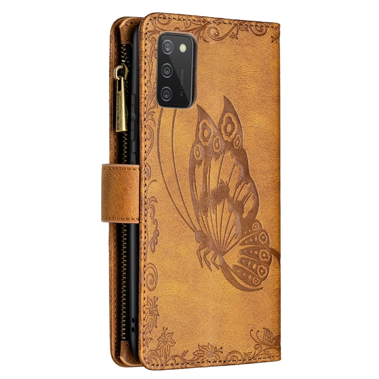 Flying Butterfly Embossing Pattern Zipper Horizontal Flip Leather Case with Holder & Card Slots & Wallet, For Samsung Galaxy A02s, For Samsung Galaxy A02, For Samsung Galaxy A11, For Samsung Galaxy A12, For Samsung Galaxy A21s, For Samsung Galaxy A21  ...