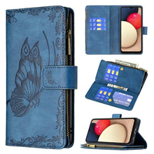 Load image into Gallery viewer, Flying Butterfly Embossing Pattern Zipper Horizontal Flip Leather Case with Holder &amp; Card Slots &amp; Wallet, For Samsung Galaxy A02s, For Samsung Galaxy A02, For Samsung Galaxy A11, For Samsung Galaxy A12, For Samsung Galaxy A21s, For Samsung Galaxy A21  ...