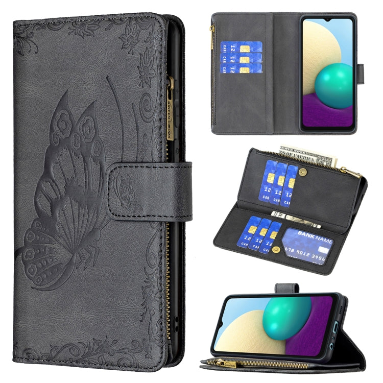 Flying Butterfly Embossing Pattern Zipper Horizontal Flip Leather Case with Holder & Card Slots & Wallet, For Samsung Galaxy A02s, For Samsung Galaxy A02, For Samsung Galaxy A11, For Samsung Galaxy A12, For Samsung Galaxy A21s, For Samsung Galaxy A21  ...