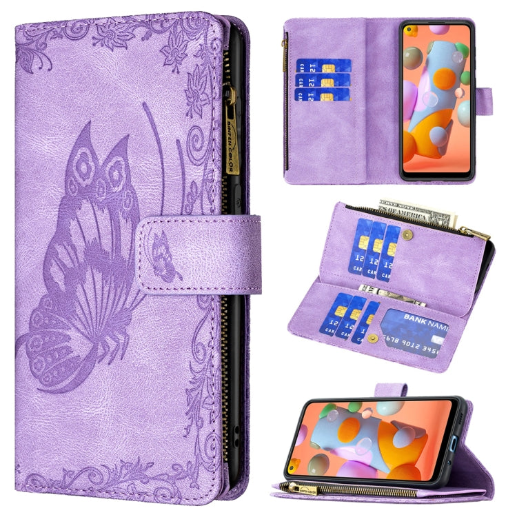 Flying Butterfly Embossing Pattern Zipper Horizontal Flip Leather Case with Holder & Card Slots & Wallet, For Samsung Galaxy A02s, For Samsung Galaxy A02, For Samsung Galaxy A11, For Samsung Galaxy A12, For Samsung Galaxy A21s, For Samsung Galaxy A21  ...