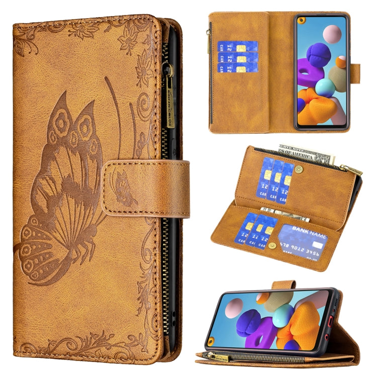 Flying Butterfly Embossing Pattern Zipper Horizontal Flip Leather Case with Holder & Card Slots & Wallet, For Samsung Galaxy A02s, For Samsung Galaxy A02, For Samsung Galaxy A11, For Samsung Galaxy A12, For Samsung Galaxy A21s, For Samsung Galaxy A21  ...
