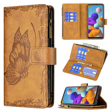 Load image into Gallery viewer, Flying Butterfly Embossing Pattern Zipper Horizontal Flip Leather Case with Holder &amp; Card Slots &amp; Wallet, For Samsung Galaxy A02s, For Samsung Galaxy A02, For Samsung Galaxy A11, For Samsung Galaxy A12, For Samsung Galaxy A21s, For Samsung Galaxy A21  ...
