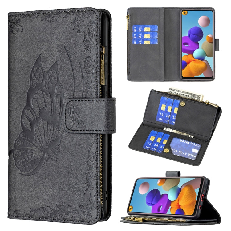 Flying Butterfly Embossing Pattern Zipper Horizontal Flip Leather Case with Holder & Card Slots & Wallet, For Samsung Galaxy A02s, For Samsung Galaxy A02, For Samsung Galaxy A11, For Samsung Galaxy A12, For Samsung Galaxy A21s, For Samsung Galaxy A21  ...