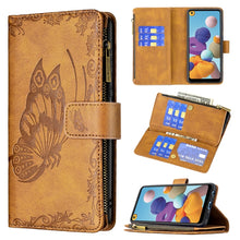 Load image into Gallery viewer, Flying Butterfly Embossing Pattern Zipper Horizontal Flip Leather Case with Holder &amp; Card Slots &amp; Wallet, For Samsung Galaxy A02s, For Samsung Galaxy A02, For Samsung Galaxy A11, For Samsung Galaxy A12, For Samsung Galaxy A21s, For Samsung Galaxy A21  ...