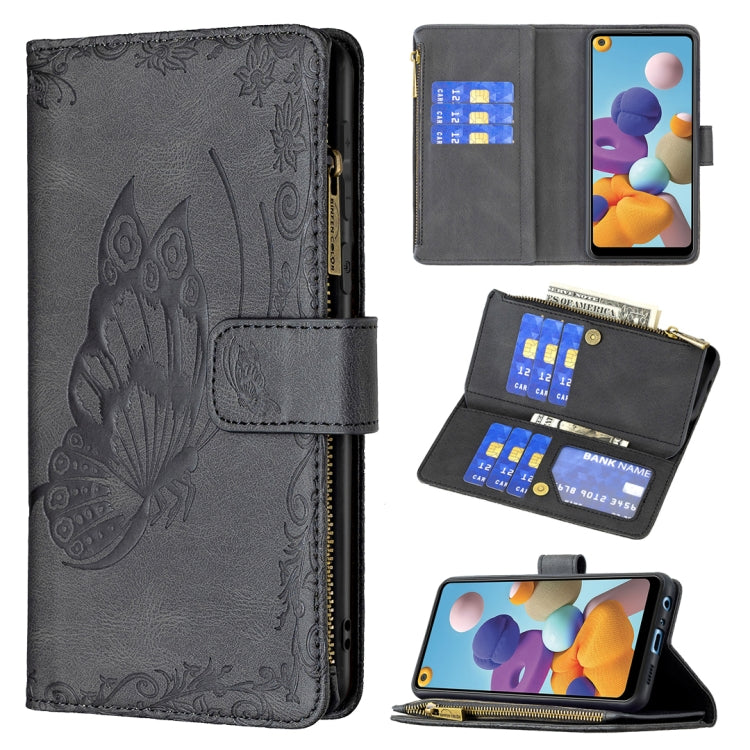 Flying Butterfly Embossing Pattern Zipper Horizontal Flip Leather Case with Holder & Card Slots & Wallet, For Samsung Galaxy A02s, For Samsung Galaxy A02, For Samsung Galaxy A11, For Samsung Galaxy A12, For Samsung Galaxy A21s, For Samsung Galaxy A21  ...
