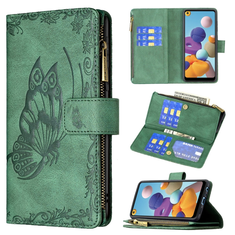 Flying Butterfly Embossing Pattern Zipper Horizontal Flip Leather Case with Holder & Card Slots & Wallet, For Samsung Galaxy A02s, For Samsung Galaxy A02, For Samsung Galaxy A11, For Samsung Galaxy A12, For Samsung Galaxy A21s, For Samsung Galaxy A21  ...