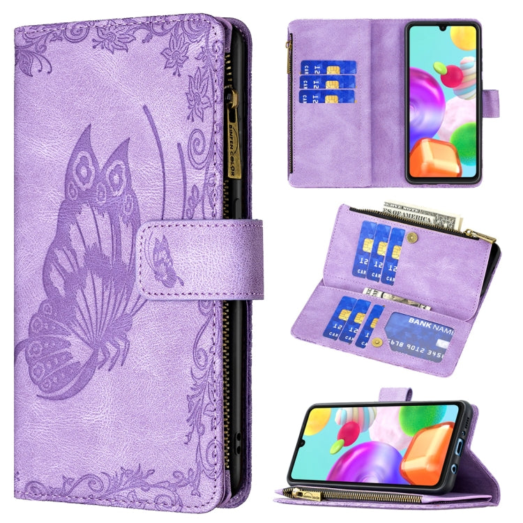 Flying Butterfly Embossing Pattern Zipper Horizontal Flip Leather Case with Holder & Card Slots & Wallet, For Samsung Galaxy A02s, For Samsung Galaxy A02, For Samsung Galaxy A11, For Samsung Galaxy A12, For Samsung Galaxy A21s, For Samsung Galaxy A21  ...