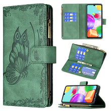 Load image into Gallery viewer, Flying Butterfly Embossing Pattern Zipper Horizontal Flip Leather Case with Holder &amp; Card Slots &amp; Wallet, For Samsung Galaxy A02s, For Samsung Galaxy A02, For Samsung Galaxy A11, For Samsung Galaxy A12, For Samsung Galaxy A21s, For Samsung Galaxy A21  ...