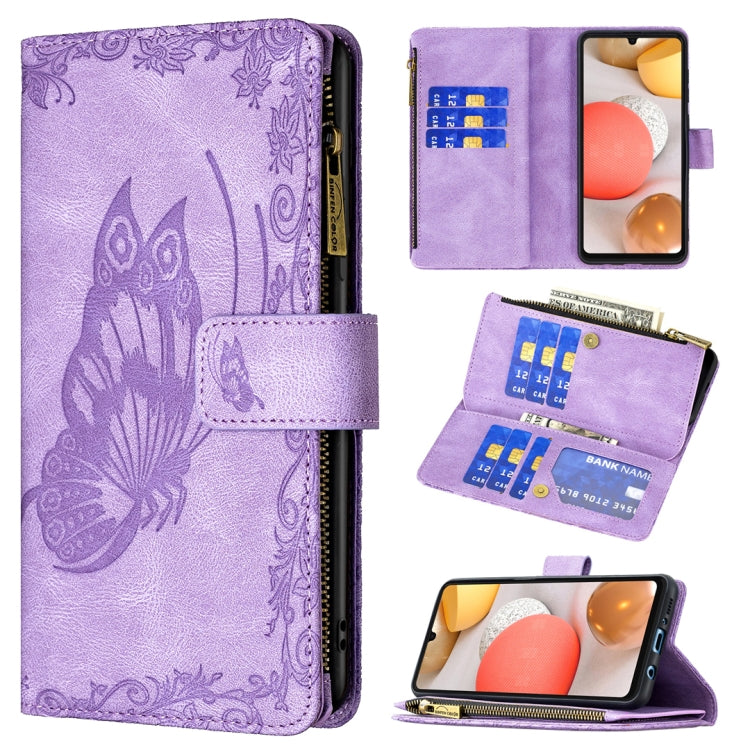 Flying Butterfly Embossing Pattern Zipper Horizontal Flip Leather Case with Holder & Card Slots & Wallet, For Samsung Galaxy A02s, For Samsung Galaxy A02, For Samsung Galaxy A11, For Samsung Galaxy A12, For Samsung Galaxy A21s, For Samsung Galaxy A21  ...