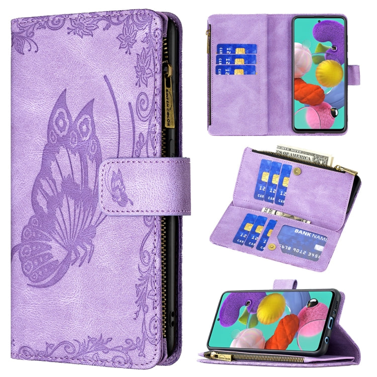 Flying Butterfly Embossing Pattern Zipper Horizontal Flip Leather Case with Holder & Card Slots & Wallet, For Samsung Galaxy A51 4G, For Samsung Galaxy A52 4G / 5G, For Samsung Galaxy A71 4G, For Samsung Galaxy A72 4G / 5G, For Samsung Galaxy S20      ...