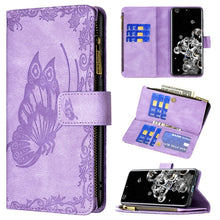 Load image into Gallery viewer, Flying Butterfly Embossing Pattern Zipper Horizontal Flip Leather Case with Holder &amp; Card Slots &amp; Wallet, For Samsung Galaxy A51 4G, For Samsung Galaxy A52 4G / 5G, For Samsung Galaxy A71 4G, For Samsung Galaxy A72 4G / 5G, For Samsung Galaxy S20      ...