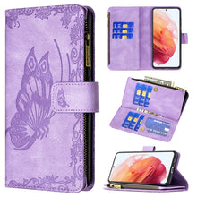 Load image into Gallery viewer, Flying Butterfly Embossing Pattern Zipper Horizontal Flip Leather Case with Holder &amp; Card Slots &amp; Wallet, For Samsung Galaxy A51 4G, For Samsung Galaxy A52 4G / 5G, For Samsung Galaxy A71 4G, For Samsung Galaxy A72 4G / 5G, For Samsung Galaxy S20      ...