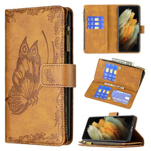 Load image into Gallery viewer, Flying Butterfly Embossing Pattern Zipper Horizontal Flip Leather Case with Holder &amp; Card Slots &amp; Wallet, For Samsung Galaxy S21 Ultra 5G, For Samsung Galaxy S21 FE