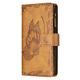 Flying Butterfly Embossing Pattern Zipper Horizontal Flip Leather Case with Holder & Card Slots & Wallet, For Samsung Galaxy S21 Ultra 5G, For Samsung Galaxy S21 FE