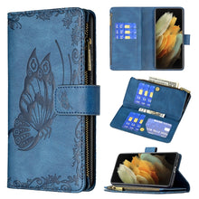 Load image into Gallery viewer, Flying Butterfly Embossing Pattern Zipper Horizontal Flip Leather Case with Holder &amp; Card Slots &amp; Wallet, For Samsung Galaxy S21 Ultra 5G, For Samsung Galaxy S21 FE