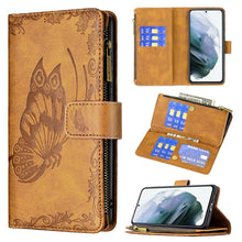 Load image into Gallery viewer, Flying Butterfly Embossing Pattern Zipper Horizontal Flip Leather Case with Holder &amp; Card Slots &amp; Wallet, For Samsung Galaxy S21 Ultra 5G, For Samsung Galaxy S21 FE
