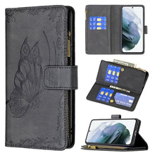 Load image into Gallery viewer, Flying Butterfly Embossing Pattern Zipper Horizontal Flip Leather Case with Holder &amp; Card Slots &amp; Wallet, For Samsung Galaxy S21 Ultra 5G, For Samsung Galaxy S21 FE