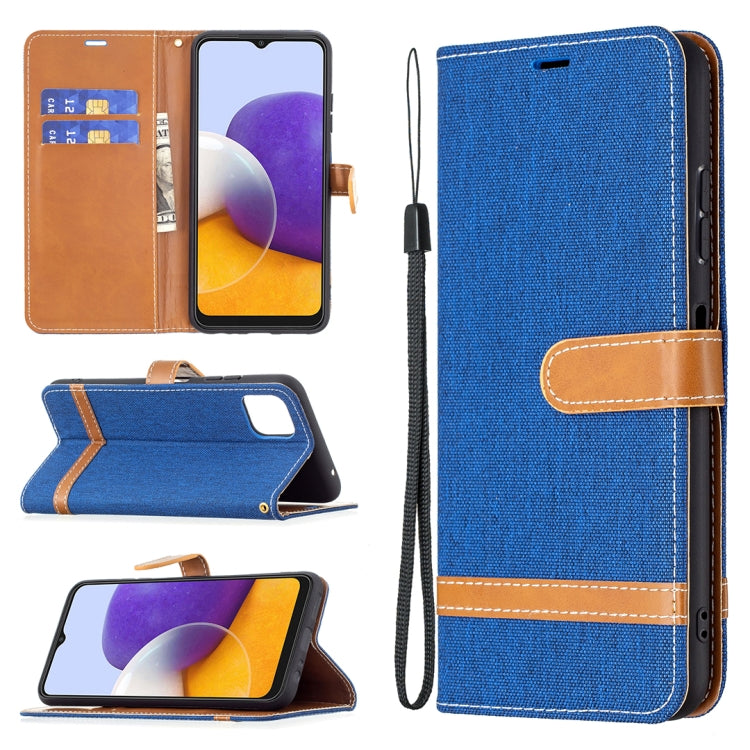 Color Matching Denim Texture Horizontal Flip Leather Case with Holder & Card Slots & Wallet & Lanyard, For Samsung Galaxy A22 5G, For Samsung Galaxy A82 5G