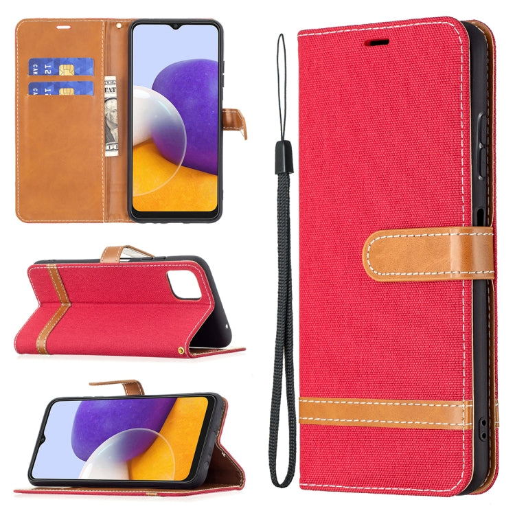 Color Matching Denim Texture Horizontal Flip Leather Case with Holder & Card Slots & Wallet & Lanyard, For Samsung Galaxy A22 5G, For Samsung Galaxy A82 5G