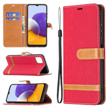 Load image into Gallery viewer, Color Matching Denim Texture Horizontal Flip Leather Case with Holder &amp; Card Slots &amp; Wallet &amp; Lanyard, For Samsung Galaxy A22 5G, For Samsung Galaxy A82 5G