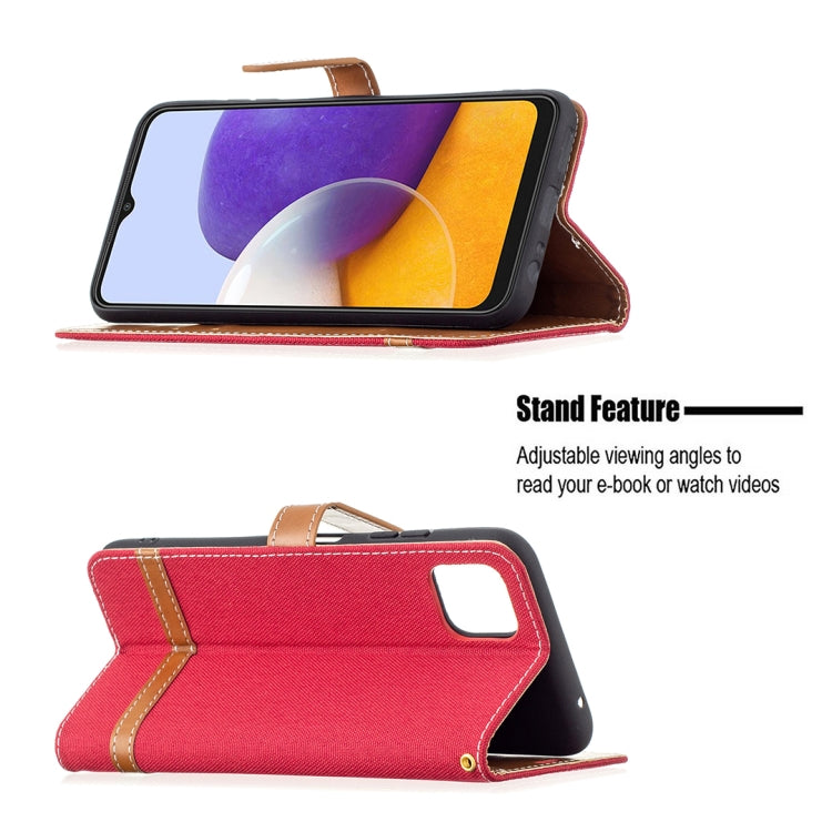 Color Matching Denim Texture Horizontal Flip Leather Case with Holder & Card Slots & Wallet & Lanyard, For Samsung Galaxy A22 5G, For Samsung Galaxy A82 5G