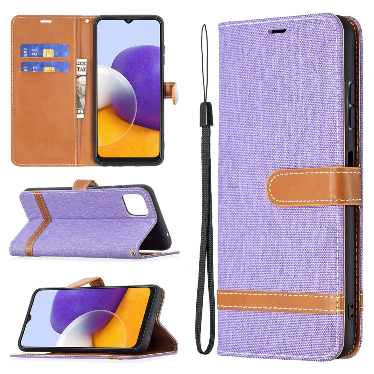 Color Matching Denim Texture Horizontal Flip Leather Case with Holder & Card Slots & Wallet & Lanyard, For Samsung Galaxy A22 5G, For Samsung Galaxy A82 5G