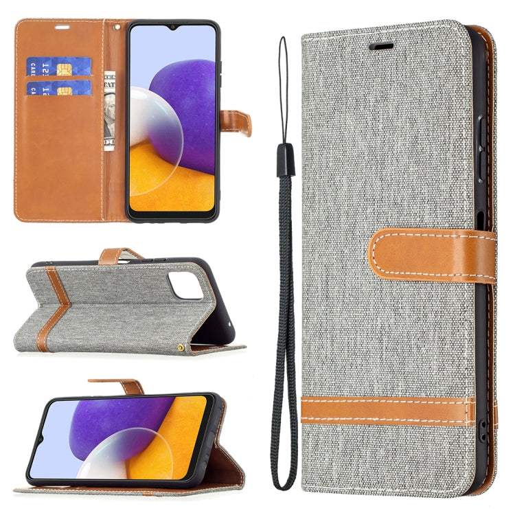 Color Matching Denim Texture Horizontal Flip Leather Case with Holder & Card Slots & Wallet & Lanyard, For Samsung Galaxy A22 5G, For Samsung Galaxy A82 5G