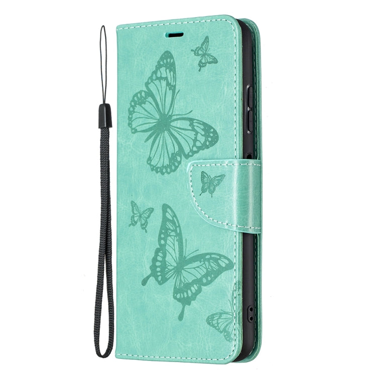 Embossing Two Butterflies Pattern Horizontal Flip PU Leather Case with Holder & Card Slot & Wallet & Lanyard, For Samsung Galaxy A22 5G, For Samsung Galaxy A82 5G