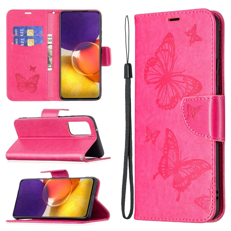 Embossing Two Butterflies Pattern Horizontal Flip PU Leather Case with Holder & Card Slot & Wallet & Lanyard, For Samsung Galaxy A22 5G, For Samsung Galaxy A82 5G