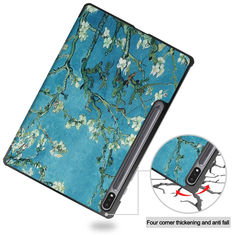 Custer Painted PU Leather Case with Sleep / Wake-up Function & 3-Fold Holder, For Samsung Galaxy Tab S7 Lite T730 / T735