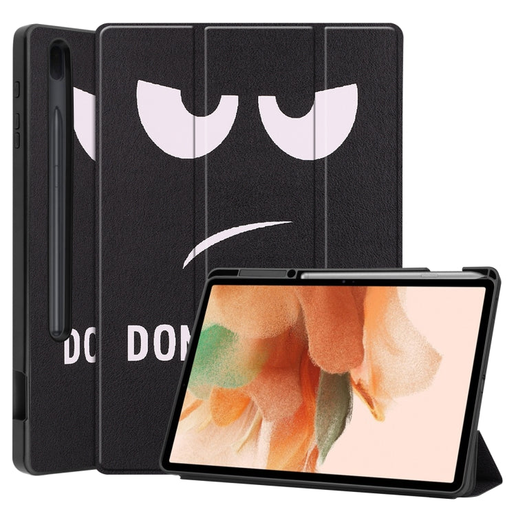Custer Painted TPU Smart Tablet Leather Case with Sleep / Wake-up Function & 3-Fold Holder & Pen Slot, For Samsung Galaxy Tab S7 Lite T730