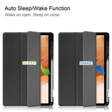 Load image into Gallery viewer, Custer Pattern Pure Color TPU Smart Tablet Holster with Sleep Function &amp; 3-Fold Holder &amp; Pen Slot, For Samsung Galaxy Tab S7 Lite T730 / T735