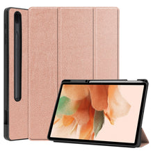 Load image into Gallery viewer, Custer Pattern Pure Color TPU Smart Tablet Holster with Sleep Function &amp; 3-Fold Holder &amp; Pen Slot, For Samsung Galaxy Tab S7 Lite T730 / T735