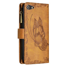 Load image into Gallery viewer, Flying Butterfly Embossing Pattern Zipper Horizontal Flip Leather Case with Holder &amp; Card Slots &amp; Wallet, For iPhone 8 / 7, For iPhone 8 Plus / 7 Plus, For iPhone XS / X, For iPhone XR, For iPhone XS Max, For iPhone 11, For iPhone 11 Pro               ...