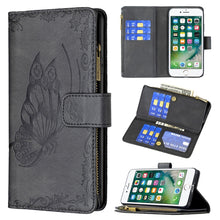 Load image into Gallery viewer, Flying Butterfly Embossing Pattern Zipper Horizontal Flip Leather Case with Holder &amp; Card Slots &amp; Wallet, For iPhone 8 / 7, For iPhone 8 Plus / 7 Plus, For iPhone XS / X, For iPhone XR, For iPhone XS Max, For iPhone 11, For iPhone 11 Pro               ...
