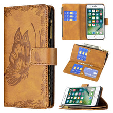 Load image into Gallery viewer, Flying Butterfly Embossing Pattern Zipper Horizontal Flip Leather Case with Holder &amp; Card Slots &amp; Wallet, For iPhone 8 / 7, For iPhone 8 Plus / 7 Plus, For iPhone XS / X, For iPhone XR, For iPhone XS Max, For iPhone 11, For iPhone 11 Pro               ...
