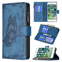 Load image into Gallery viewer, Flying Butterfly Embossing Pattern Zipper Horizontal Flip Leather Case with Holder &amp; Card Slots &amp; Wallet, For iPhone 8 / 7, For iPhone 8 Plus / 7 Plus, For iPhone XS / X, For iPhone XR, For iPhone XS Max, For iPhone 11, For iPhone 11 Pro               ...