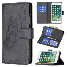 Load image into Gallery viewer, Flying Butterfly Embossing Pattern Zipper Horizontal Flip Leather Case with Holder &amp; Card Slots &amp; Wallet, For iPhone 8 / 7, For iPhone 8 Plus / 7 Plus, For iPhone XS / X, For iPhone XR, For iPhone XS Max, For iPhone 11, For iPhone 11 Pro               ...