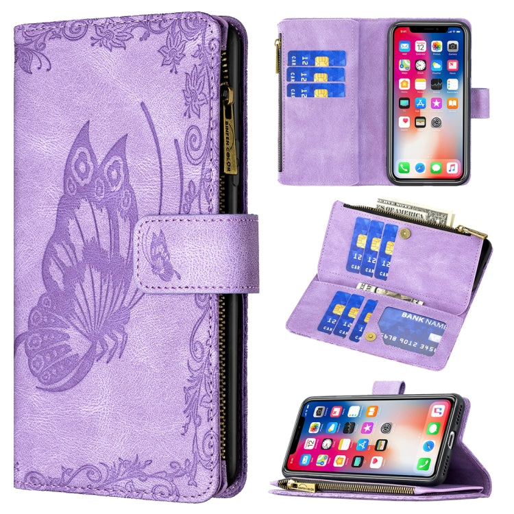 Flying Butterfly Embossing Pattern Zipper Horizontal Flip Leather Case with Holder & Card Slots & Wallet, For iPhone 8 / 7, For iPhone 8 Plus / 7 Plus, For iPhone XS / X, For iPhone XR, For iPhone XS Max, For iPhone 11, For iPhone 11 Pro               ...