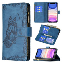 Load image into Gallery viewer, Flying Butterfly Embossing Pattern Zipper Horizontal Flip Leather Case with Holder &amp; Card Slots &amp; Wallet, For iPhone 8 / 7, For iPhone 8 Plus / 7 Plus, For iPhone XS / X, For iPhone XR, For iPhone XS Max, For iPhone 11, For iPhone 11 Pro               ...