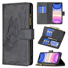 Load image into Gallery viewer, Flying Butterfly Embossing Pattern Zipper Horizontal Flip Leather Case with Holder &amp; Card Slots &amp; Wallet, For iPhone 8 / 7, For iPhone 8 Plus / 7 Plus, For iPhone XS / X, For iPhone XR, For iPhone XS Max, For iPhone 11, For iPhone 11 Pro               ...